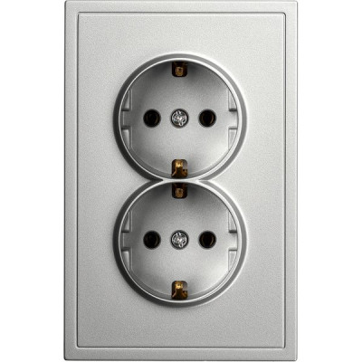 Розетка с/у 2x2P+E 16A, IP20, Smartbuy Капелла [SBE-09s-16-S2-Z] серебро soft touch