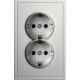 Розетка с/у 2x2P+E 16A, IP20, Smartbuy Капелла [SBE-09s-16-S2-Z] серебро soft touch