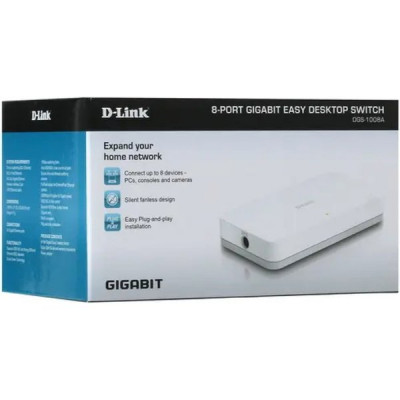 Коммутатор D-Link DGS-1008A 8port 10/100/1000TX неуправляемый