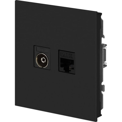 Розетка с/у TV+RJ45 IP20, ЭРА Arktik [16-3110-05] антрацит