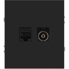 Розетка с/у TV+RJ45 IP20, ЭРА Arktik [16-3110-05] антрацит