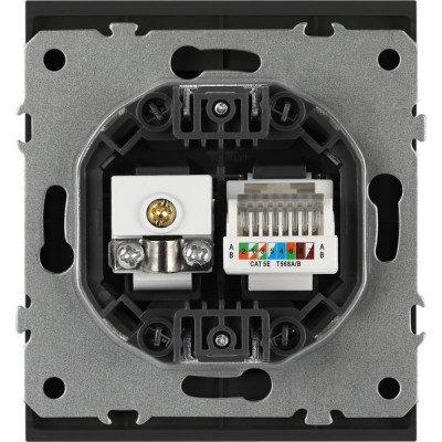 Розетка с/у TV+RJ45 IP20, ЭРА Arktik [16-3110-05] антрацит