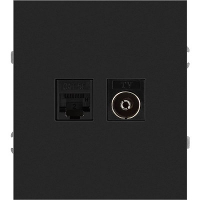Розетка с/у TV+RJ45 IP20, ЭРА Arktik [16-3110-05] антрацит