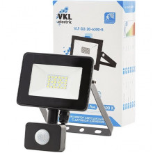 Прожектор LED  20W, 6500K, IP65, SMD, 2400Лм, с датчиком движения, VKL [VLF8-D2-20-6500-B]