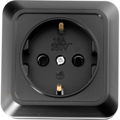 Розетка о/у 2P+E 16А, IP20, GL Альфа [477055] керамика, черный 