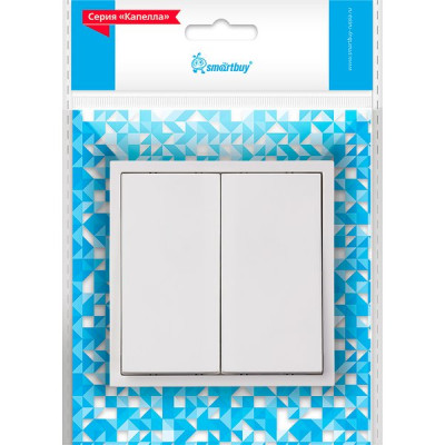 Выключатель с/у 2-кл 10А, IP20, Smartbuy Капелла [SBE-09w-10-SW2-0] белый soft touch