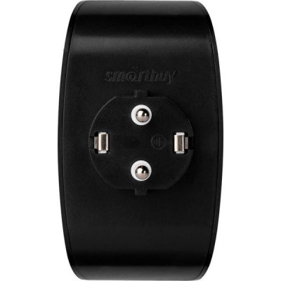 Разветвитель 2 розетки с заземлением 16А, Smartbuy [SBE-16-A04b-2z] черный