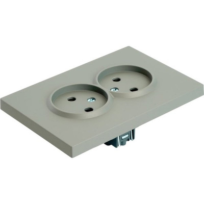 Розетка с/у 2x2P 16A, IP20, со шторками, STEKKER Эмили [RST16-5116-10][8] платиново-серый soft touch
