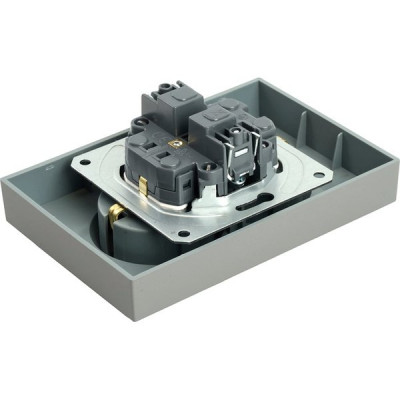Розетка с/у 2x2P+E 16A, IP20, со шторками, STEKKER Эмили [RST16-5114-10] платиново-серый soft touch