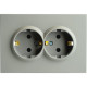 Розетка с/у 2x2P+E 16A, IP20, со шторками, STEKKER Эмили [RST16-5114-10] платиново-серый soft touch