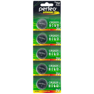 Батарейка Perfeo CR2025 [BL5/100] [PF CR2025/5BL] (PF_3923)