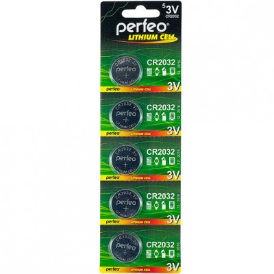 Батарейка Perfeo CR2032 [BL5/100] [PF CR2032/5BL] (PF_3642)