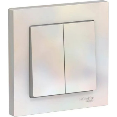 Выключатель с/у 2-кл 10А, IP20, в сборе, Schneider Electric ATLASDESIGN [ATN000452] жемчуг