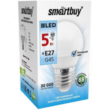 Лампа LED E27/G45 шар,  5W, 4000K, 400Лм, Smartbuy [SBL-G45-05-40K-E27]