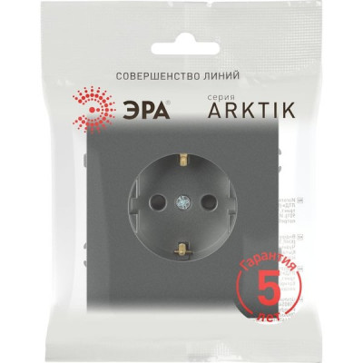 Розетка с/у 2P+E 16A, со шторками, ЭРА Arktik [16-2102-06] графит