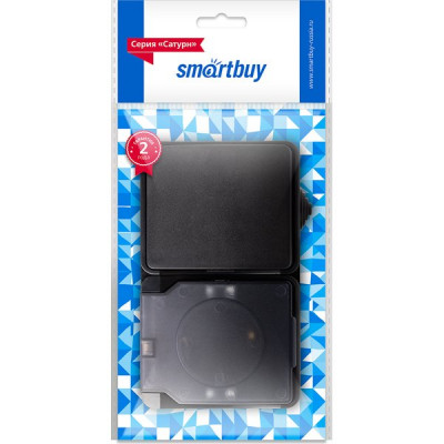Блок о/у выключатель 1-кл 10А + розетка с/з 16А, IP54, Smartbuy Сатурн [SBE-04b-16-SWS] черный