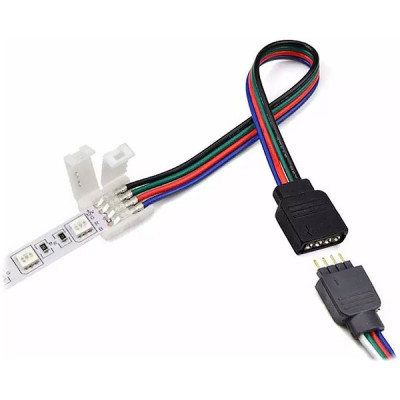Коннектор для ленты 10мм RGB, 4pin 2-сторонний с проводом 15см, SmartBuy [SBL-10mmRGBDS]