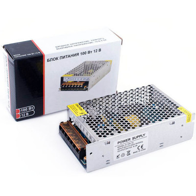 Блок питания 12V 100W, IP20, металл сетка стандарт [S-100-12]