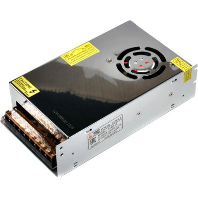 Блок питания 12V 300W, IP20, металл корпус стандарт, кулер [S-300-12]