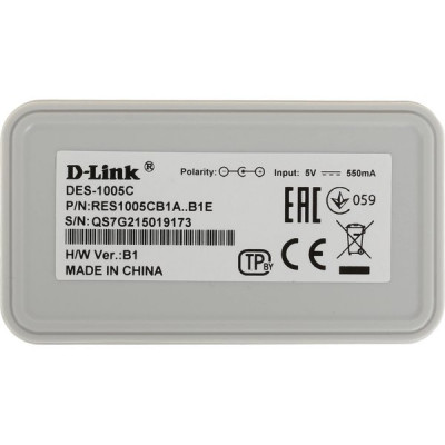 Коммутатор D-Link DES-1005C 5port 100/100TX неуправляемый компактное исполнение