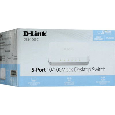 Коммутатор D-Link DES-1005C 5port 100/100TX неуправляемый компактное исполнение