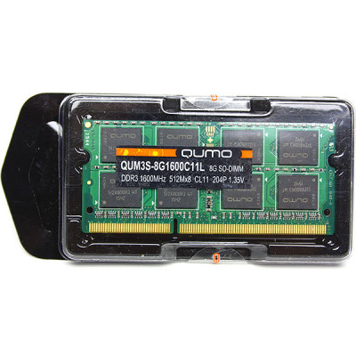 Модуль памяти SO-DIMM DDRIII-1600 8Gb QUMO RTL 1,35V [QUM3S-8G1600C11L]