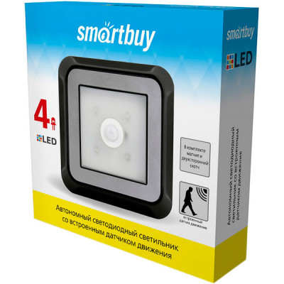 Фонарь 4LED, с датчиком движения и освещенности, Smartbuy [SBF-4-K]