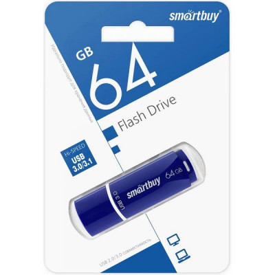 Накопитель USB Flash 64Gb SmartBuy Crown Blue, USB3.0