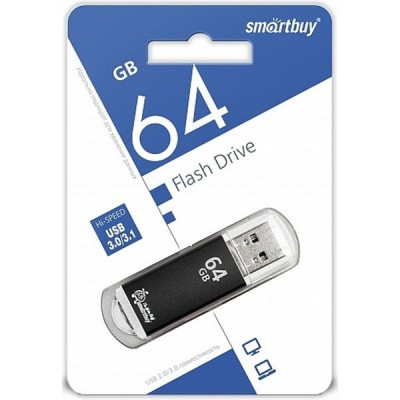 Накопитель USB Flash 64Gb SmartBuy V-Cut Black, USB3.0