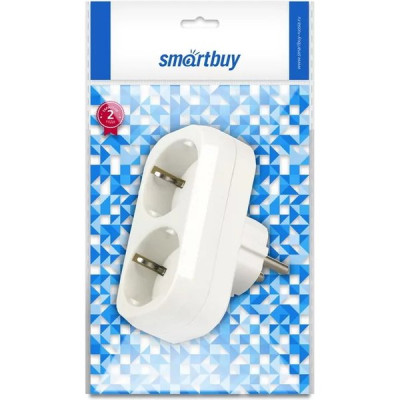 Разветвитель 2 розетки с заземлением 16А, плоский, SmartBuy [SBE-16-A02-2z]