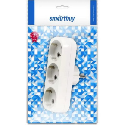 Разветвитель 3 розетки с заземлением 16А, плоский, SmartBuy [SBE-16-A02-3z]