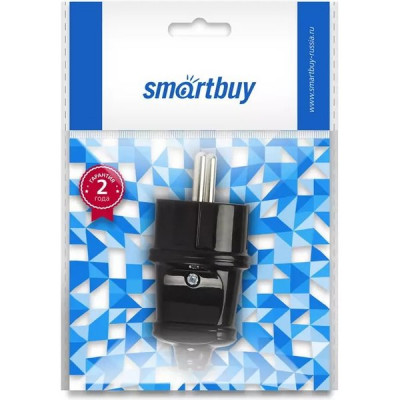 Вилка с заземлением прямая, 16А, черная, SmartBuy [SBE-16-P01-b][50]