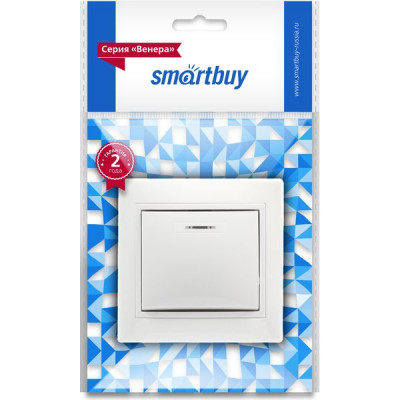 Выключатель с/у 1-кл 10А, IP20, с подсветкой, SmartBuy Венера [SBE-01w-10-SW1-1] белый