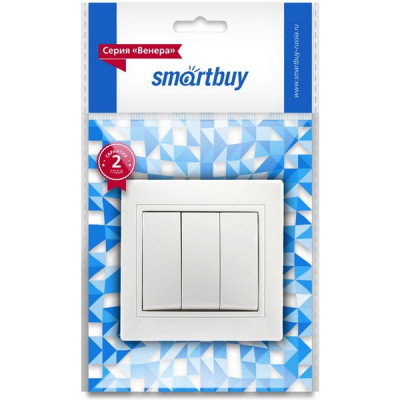 Выключатель с/у 3-кл 10А, IP20, SmartBuy Венера [SBE-01w-10-SW3-0] белый