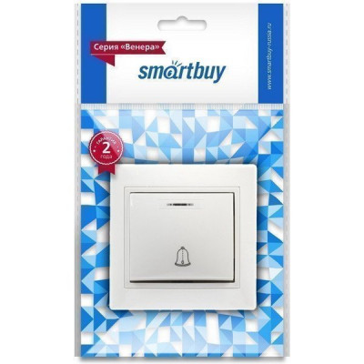 Выключатель возвратный с/у 10А, с подсветкой, SmartBuy Венера [SBE-01w-10-B1-1] белый