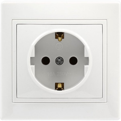 Розетка с/у 2P+E 16A, IP20, SmartBuy Венера [SBE-01w-16-S1-Z] белый