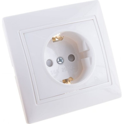 Розетка с/у 2P+E 16A, IP20, со шторками, SmartBuy Венера [SBE-01w-16-S1-1Z] белый