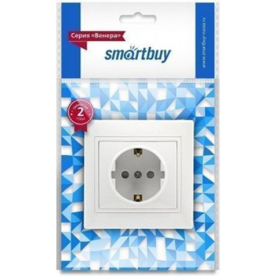Розетка с/у 2P+E 16A, IP20, со шторками, SmartBuy Венера [SBE-01w-16-S1-1Z] белый