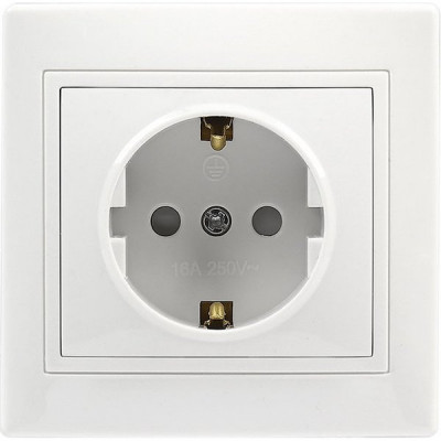 Розетка с/у 2P+E 16A, IP20, со шторками, SmartBuy Венера [SBE-01w-16-S1-1Z] белый