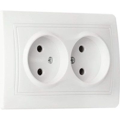 Розетка с/у 2x2P 10A, IP20, SmartBuy Венера [SBE-01w-10-S2-N] белый