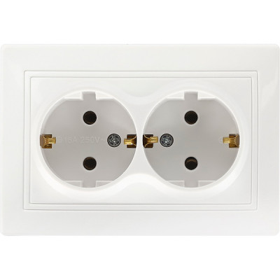 Розетка с/у 2x2P+E 16A, IP20, SmartBuy Венера [SBE-01w-16-S2-Z] белый