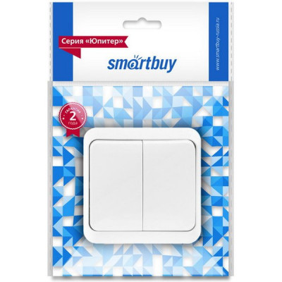 Выключатель о/у 2-кл 10А, SmartBuy Юпитер [SBE-03w-10-SW2-0] белый