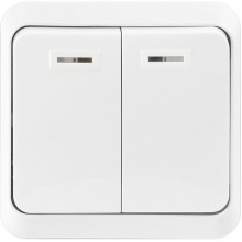 Выключатель о/у 2-кл 10А, с подсветкой, SmartBuy Юпитер [SBE-03w-10-SW2-1] белый