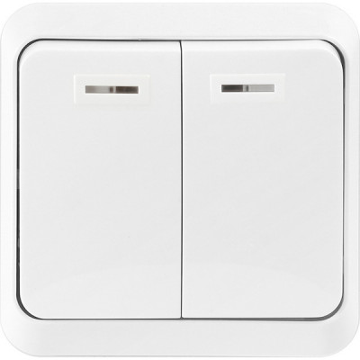 Выключатель о/у 2-кл 10А, с подсветкой, SmartBuy Юпитер [SBE-03w-10-SW2-1] белый
