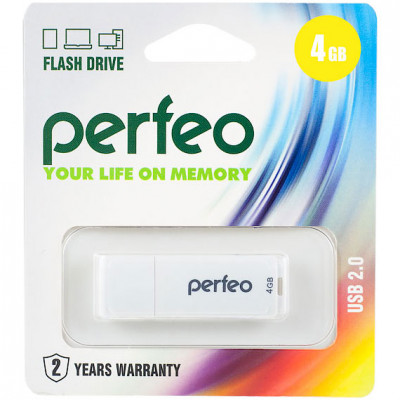 Накопитель USB Flash 4Gb Perfeo C04 White