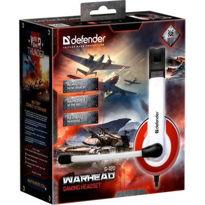Гарнитура Defender HN-G120 Warhead, 2.0м кабель, красный + белый [64098]