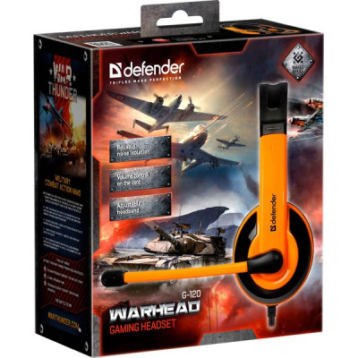 Гарнитура Defender HN-G120 Warhead, 2.0м кабель, черный + оранжевый [64099]
