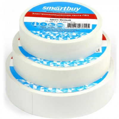 Изолента ПВХ 15мм*10м*0,13мм, белая, SmartBuy [SBE-IT-15-10-w]