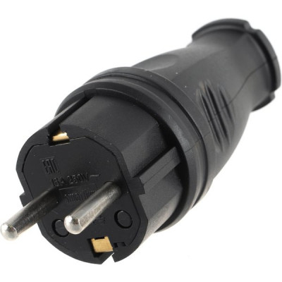 Вилка каучуковая с заземлением IP44 прямая, 16А, SmartBuy [SBE-16-P07-R][20] черный