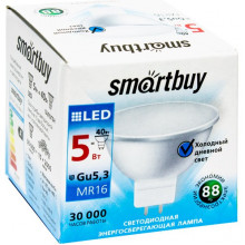 Лампа LED GU5.3/MR16 софит,  5W, 6000K, 400Лм, Smartbuy [SBL-GU5_3-05-60K-N]